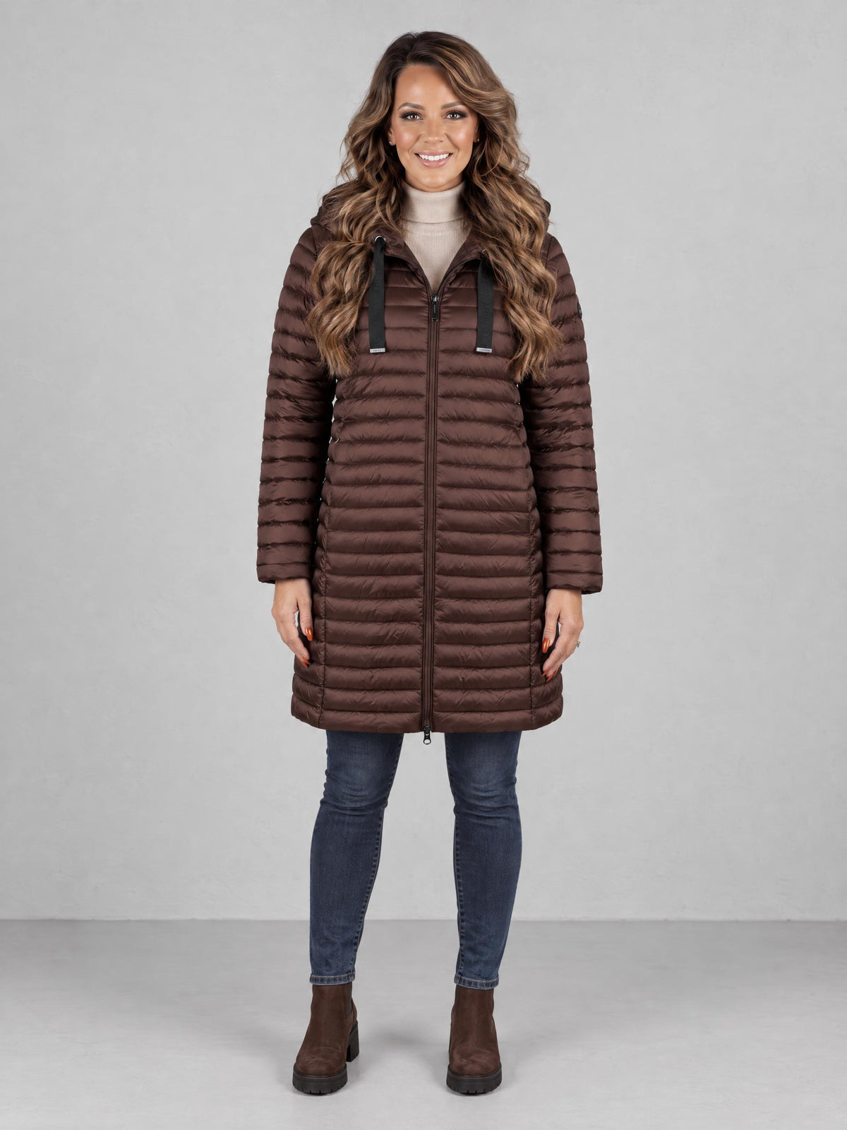 Luhta jacka, brown – quiltad modell med huva - Modevillan