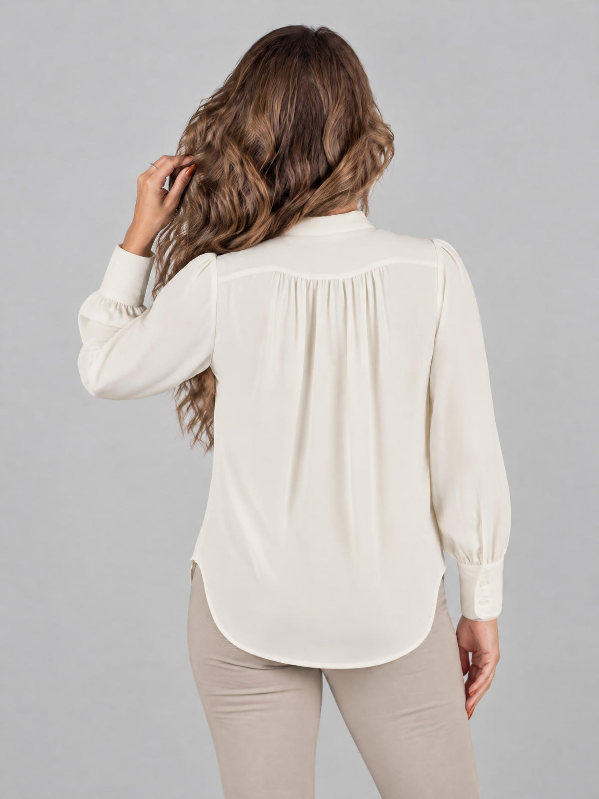 Lauren blus, cream – knytdetalj - Modevillan
