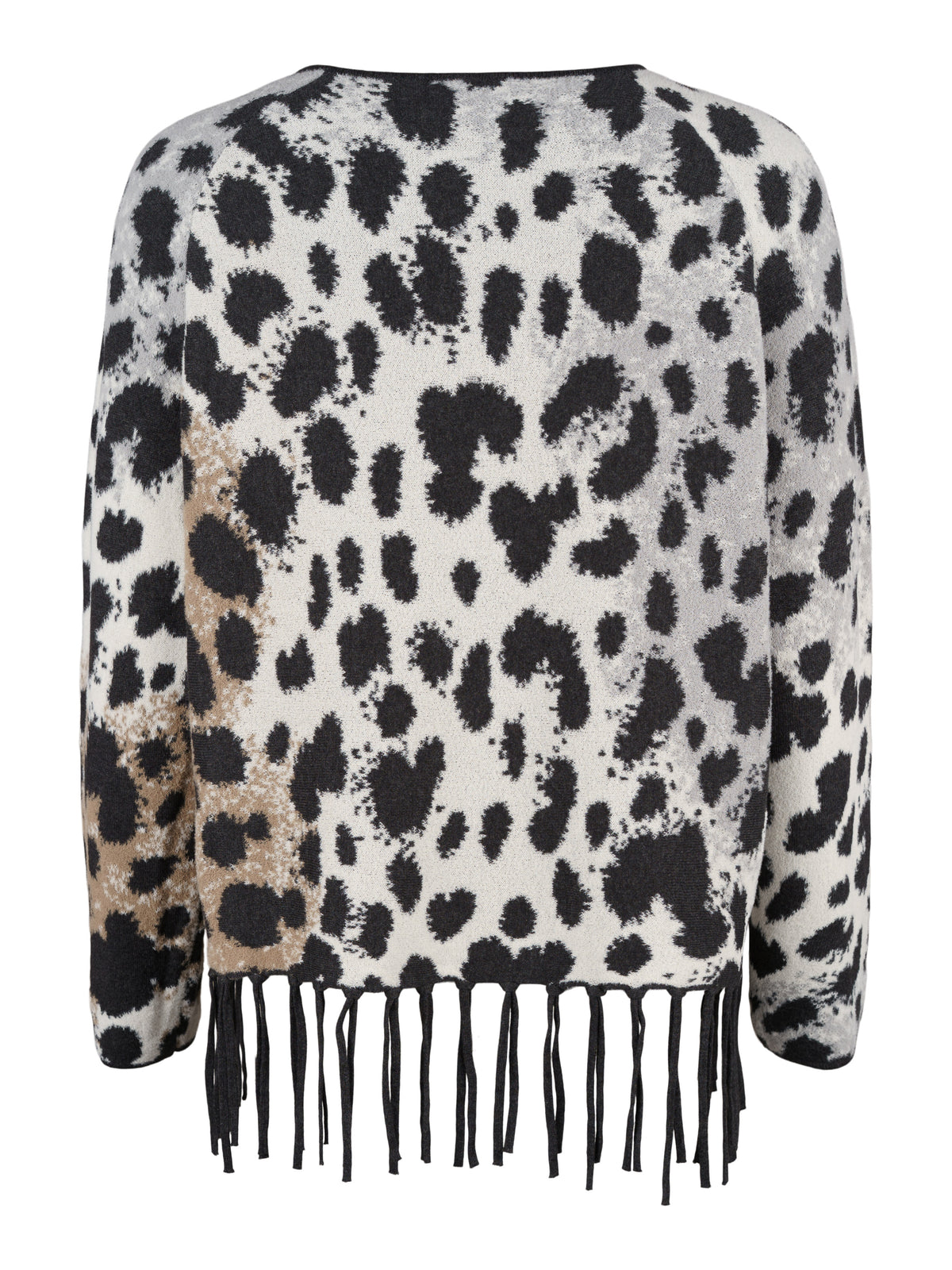 Monari tröja, animalprint – fransar nedtill - Modevillan