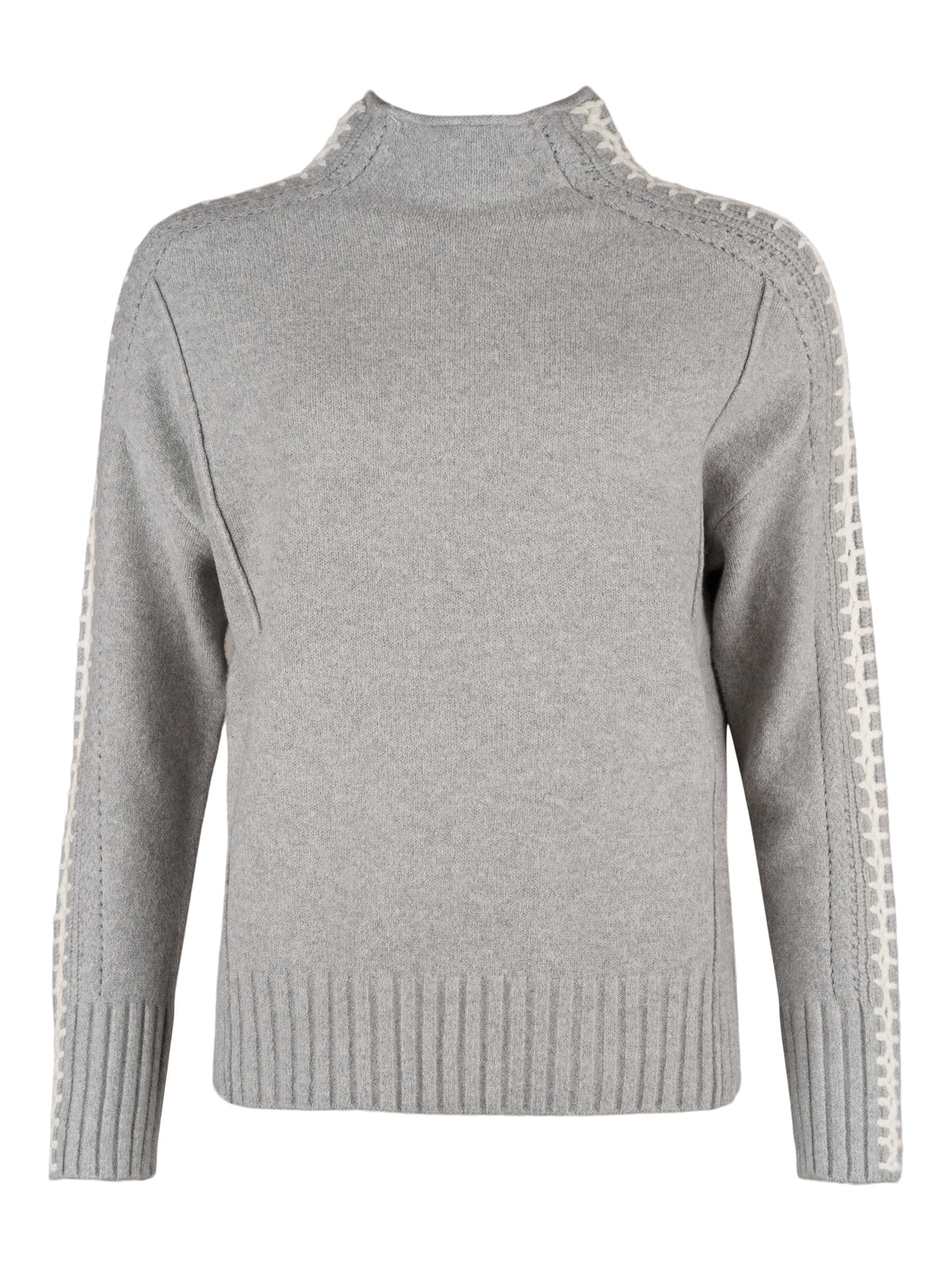 Six-O-Seven tröja, light grey – vit revär - Modevillan