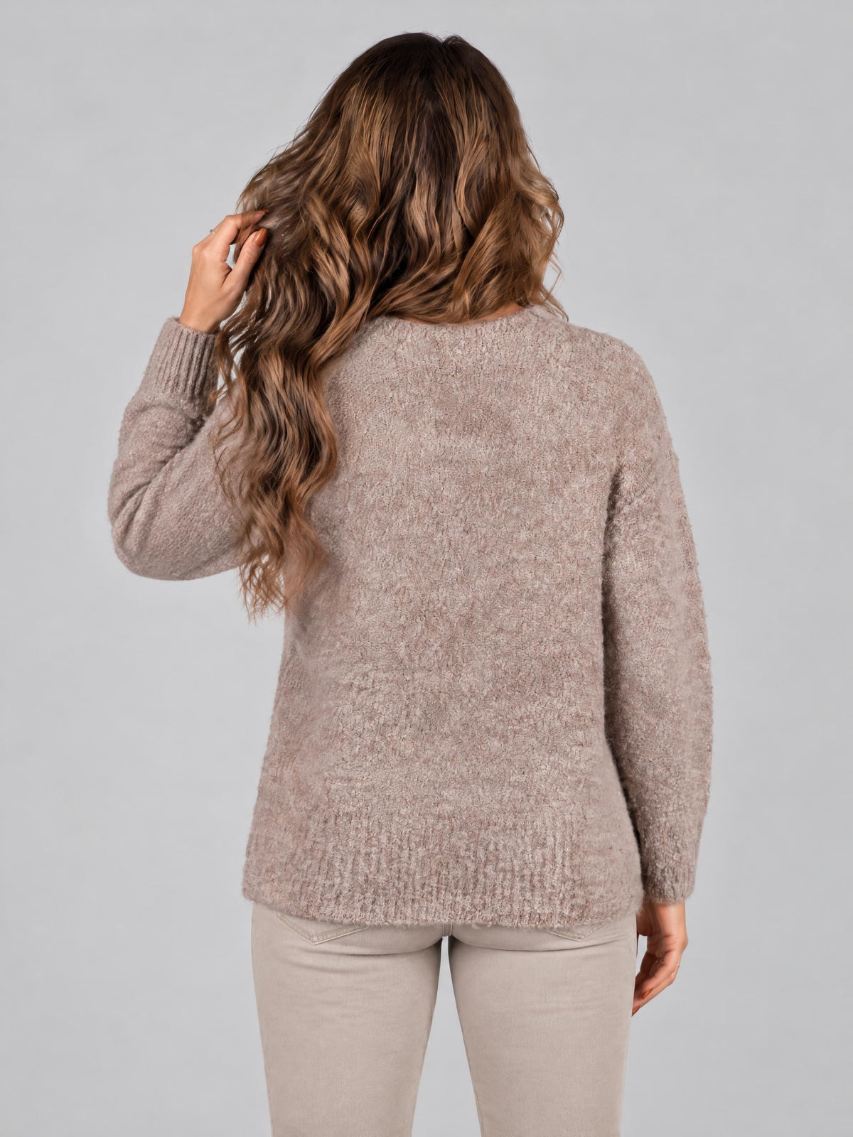 Six-O-Seven tröja, taupe – glittertråd - Modevillan