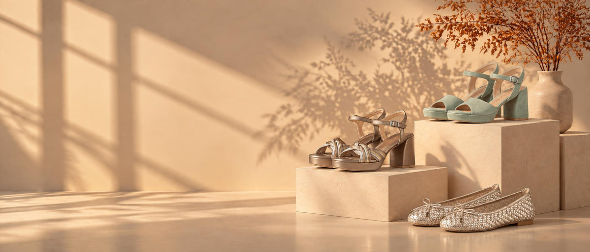 Unisa – sandaler och ballerinor på stenkuber i beige studio