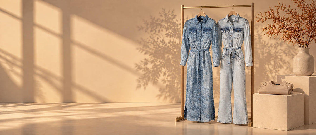Dishe – denimklänning och jumpsuit på klädstång