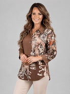 Frank Lyman blus, brown multi – djurmönster - Modevillan