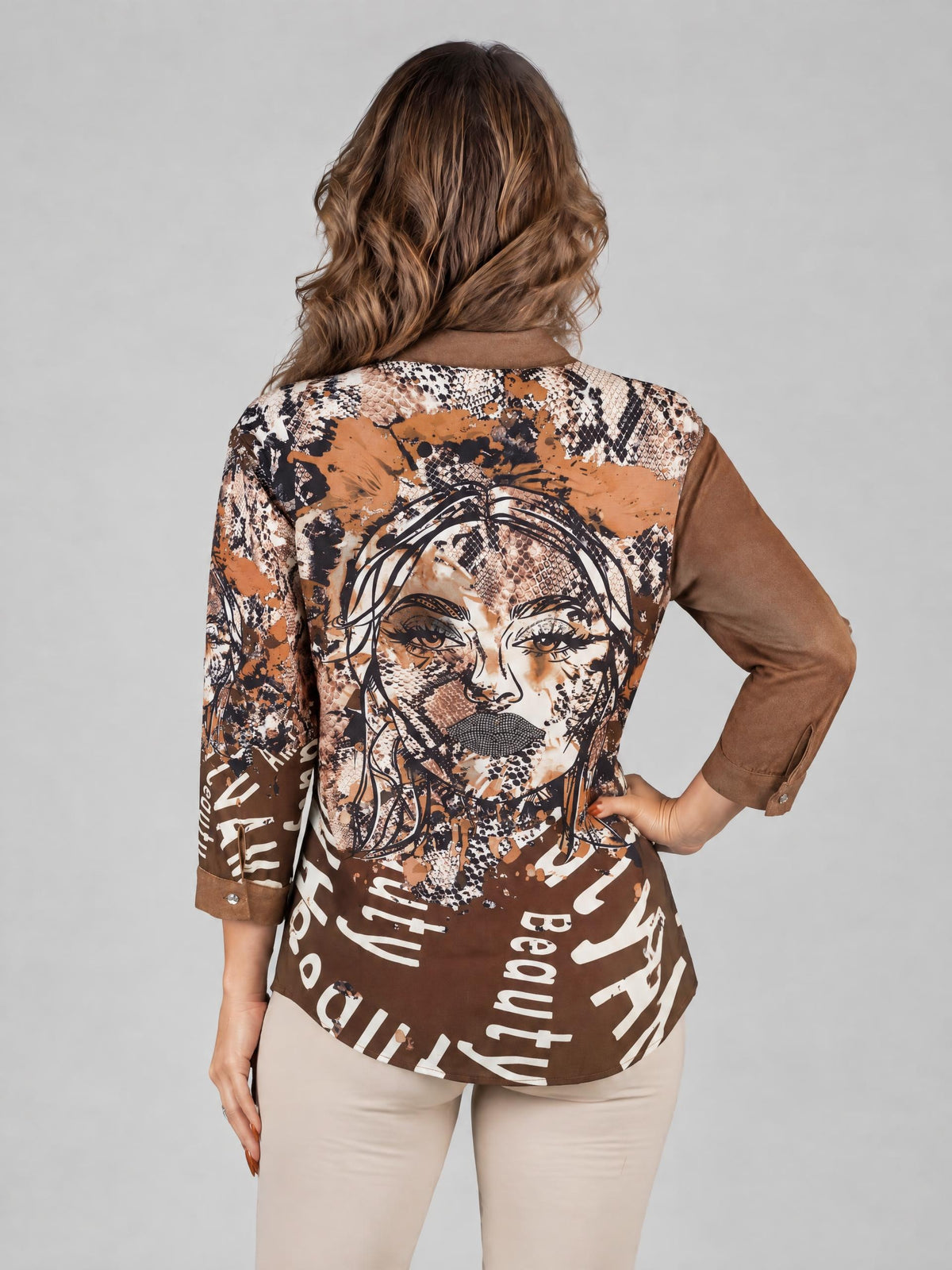 Frank Lyman blus, brown multi – djurmönster - Modevillan