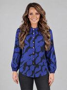Micha blus, blueprint – med puffärm - Modevillan
