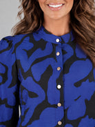 Micha blus, blueprint – med puffärm - Modevillan