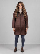 Luhta jacka, brown – quiltad modell med huva - Modevillan