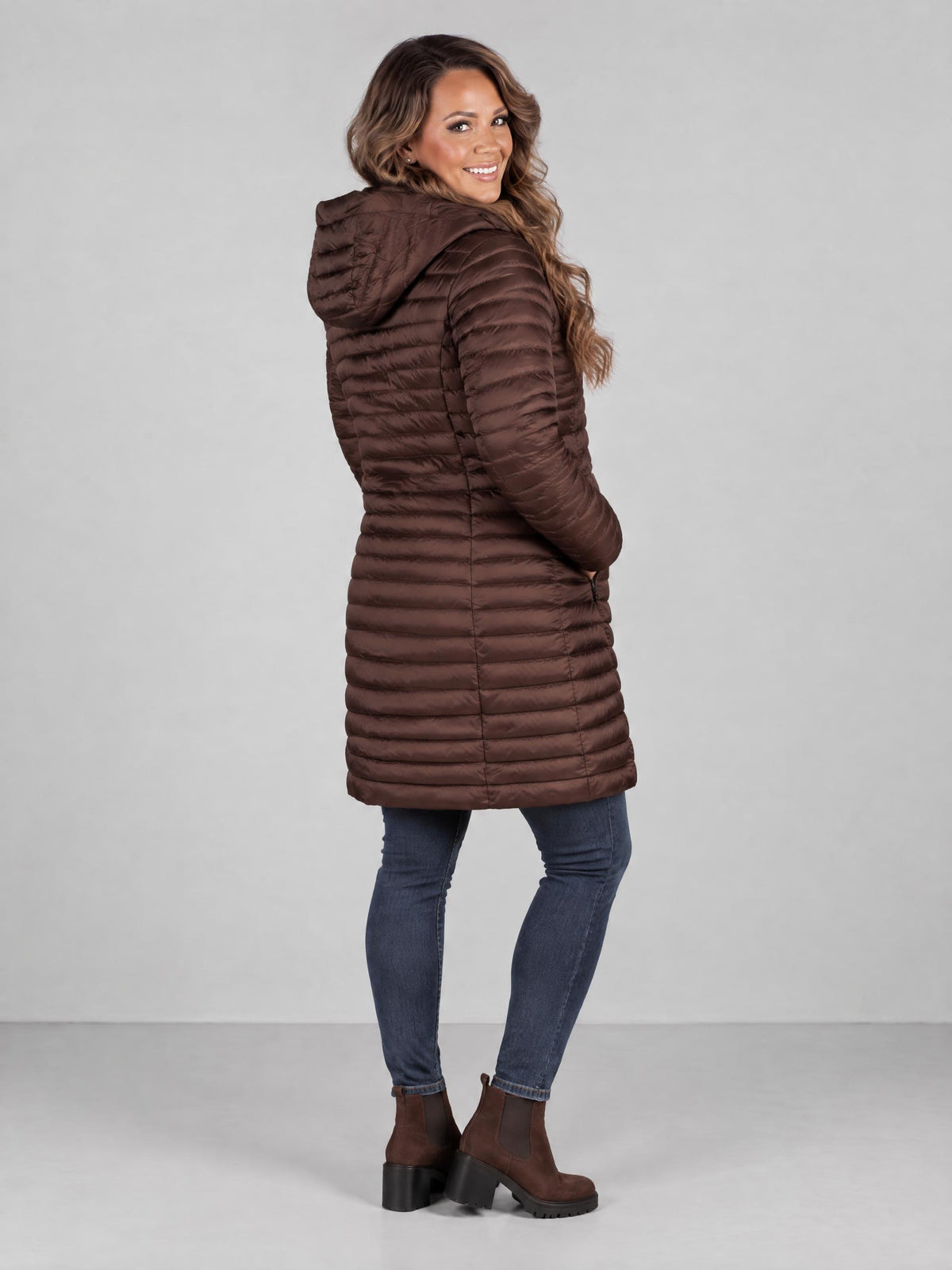 Luhta jacka, brown – quiltad modell med huva - Modevillan
