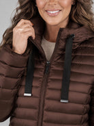 Luhta jacka, brown – quiltad modell med huva - Modevillan