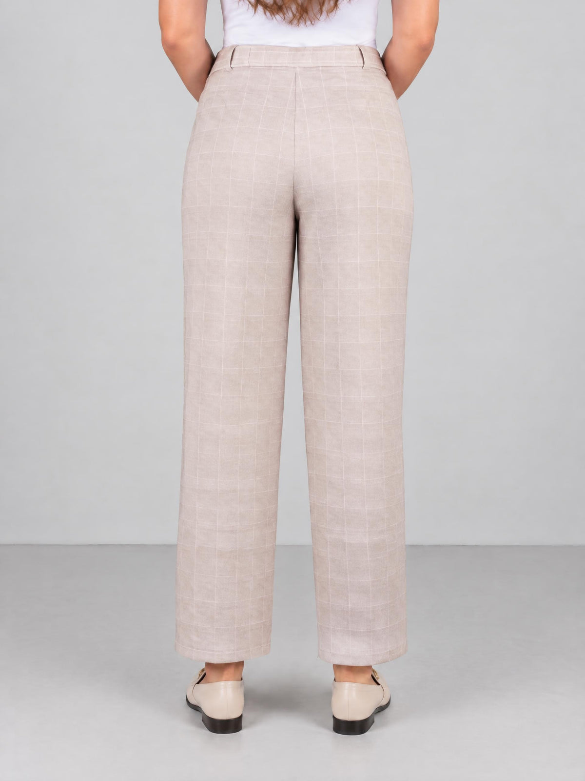 Tuzzi byxa, beige pale pink – i rutmönster - Modevillan