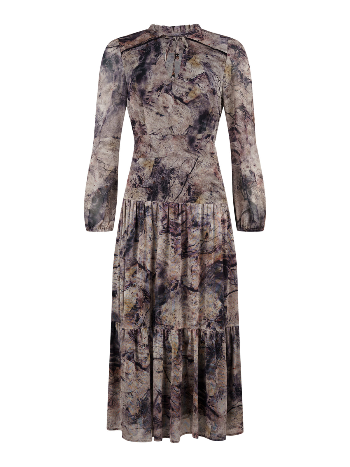 Eleria Cortes klänning, beige multi – luftig chiffong - Modevillan