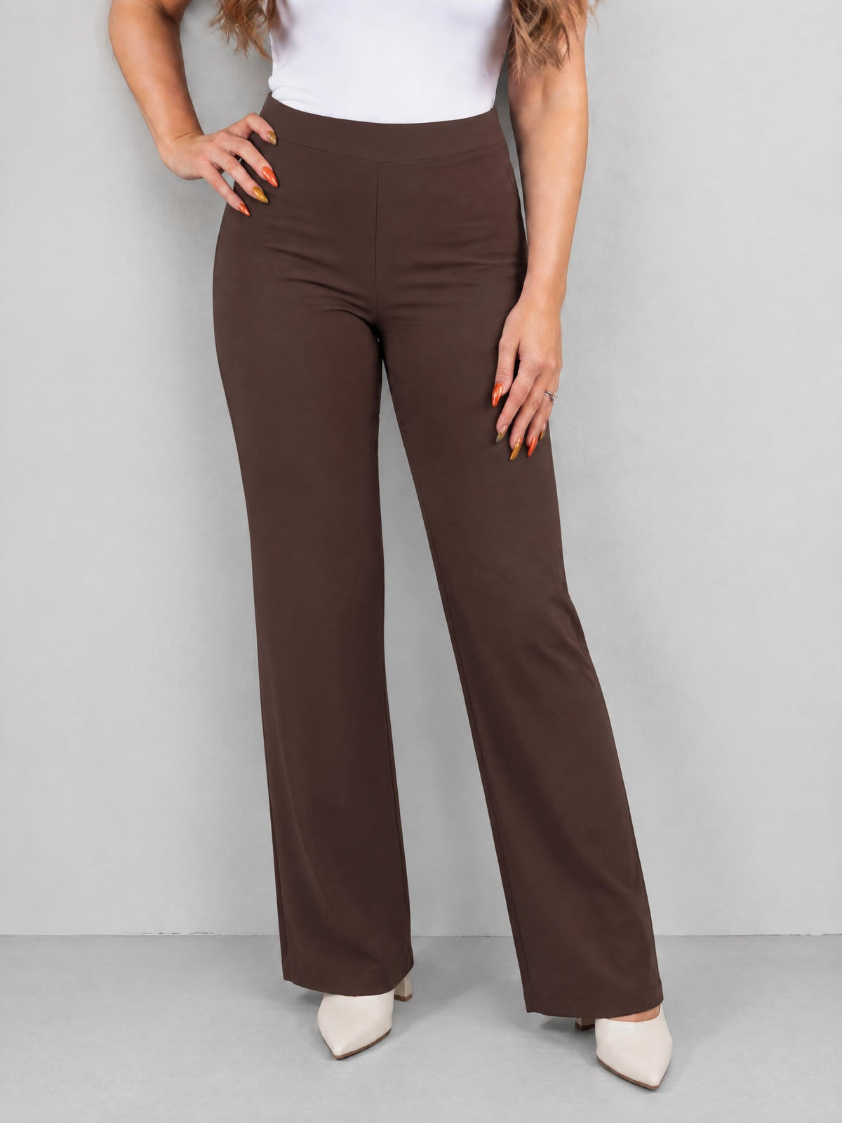Eleria Cortes byxa, brown – luftig chiffong - Modevillan
