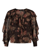 Lauren blus, brown multi – blommigt mönster - Modevillan