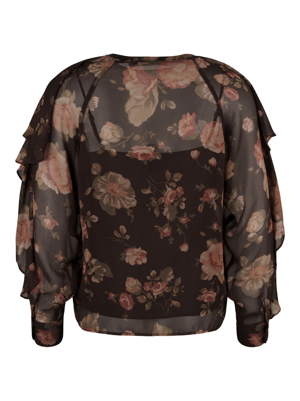 Lauren blus, brown multi – blommigt mönster - Modevillan