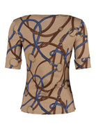 Lauren topp, camel multi – båthalsringning - Modevillan
