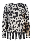 Monari tröja, animalprint – fransar nedtill - Modevillan
