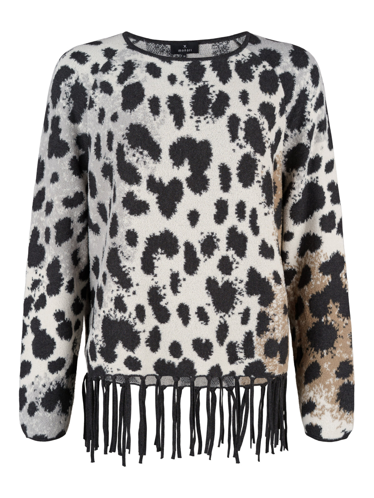 Monari tröja, animalprint – fransar nedtill - Modevillan