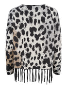 Monari tröja, animalprint – fransar nedtill - Modevillan