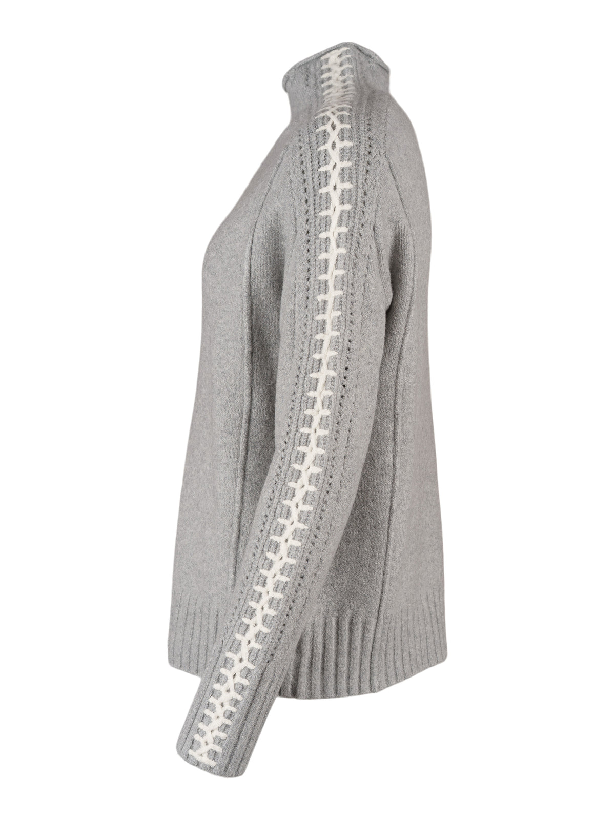 Six-O-Seven tröja, light grey – vit revär - Modevillan