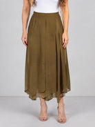 Marella kjol, green – asymmetriskt fall - Modevillan