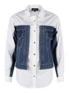 Frank Lyman skjorta, offwhite denim – denimdetaljer - Modevillan