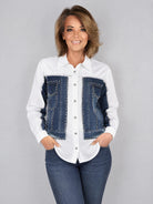 Frank Lyman skjorta, offwhite denim – denimdetaljer - Modevillan